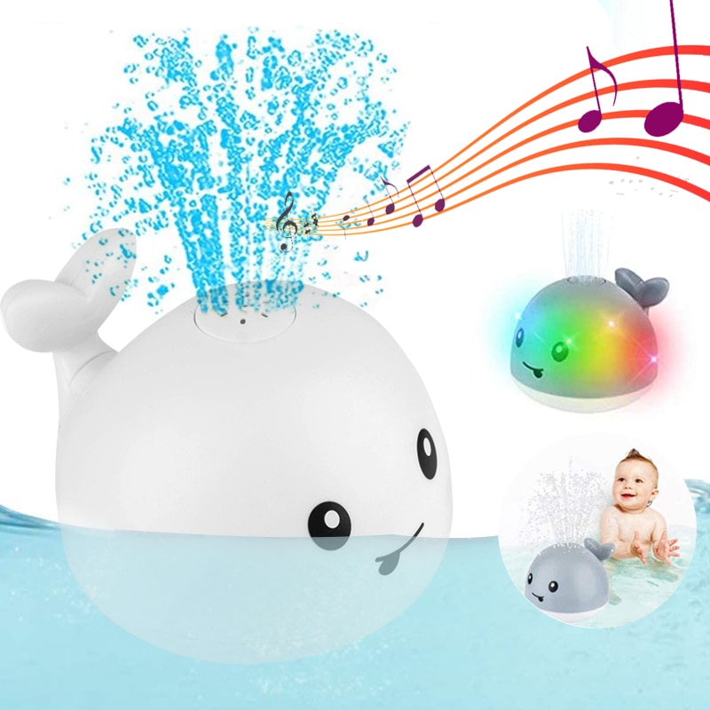 Baby Bath Toys Spray Water Whale Led Light Up Bath Toys For Kids Electric Whale Induction Water Spay Ball Bathroom Bathtub Toys Kid Toy Play