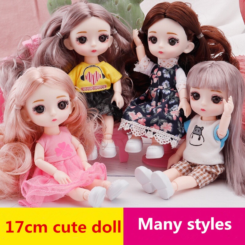 New 16 Cm Bjd Mini Doll 13 Movable Joint Girl Baby 3d Big Eyes